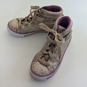 Skechers Twinkle Toe High Top in Glitter Gold, Big Girl Size 4